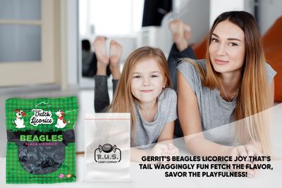 Gustaf's Dutch Licorice Beagle Black Licorice, 2 Pack - 5.29 oz Each Authentic Dutch Candy Imported Licorice Delights comes with RUS Candy Company travel size bags (Beagles)