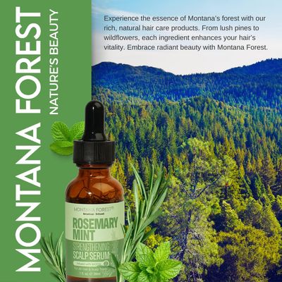Montana Forest Rosemary Mint Strengthening Scalp Serum with Biotin, Nourishing Hydrating Hair Treatment for Stronger, Healthier Hair - 1 fl oz