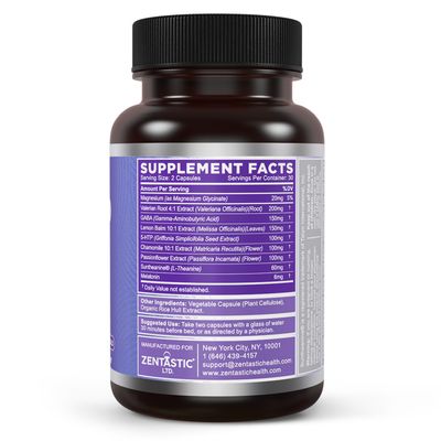 Zentastic Sleep Aid - Non Habit Forming for Healthy Sleep - Melatonin, Valerian, Suntheanine, Magnesium, Herbals, More - Natural Sleep Aid for Adults - Sleeping Pills - Made in USA, 60 Capsules