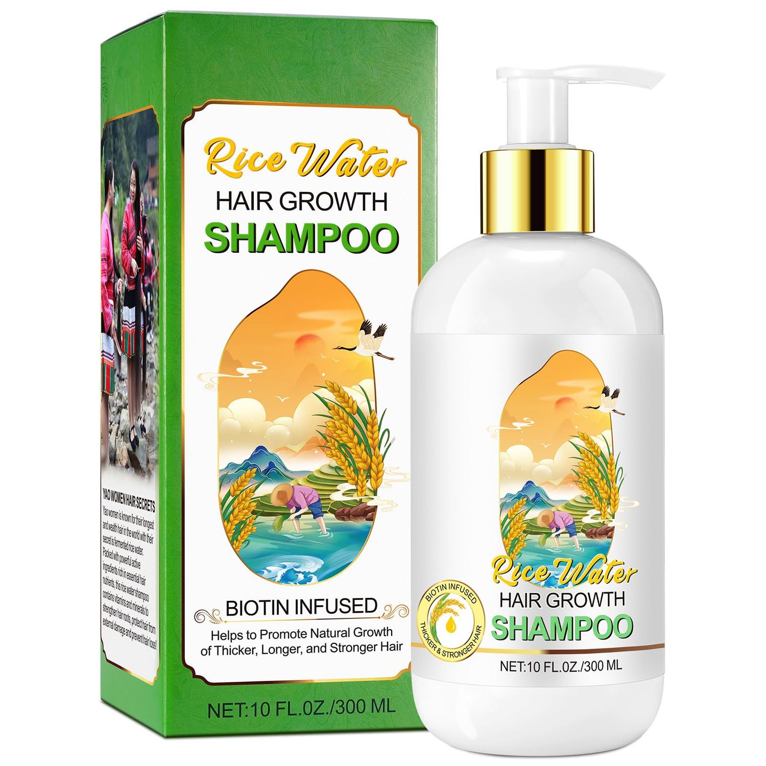 Rice Water Shampoo for Hair Growth, Women&#39;s Thinning Hair Hair Loss, Rosemary Biotin Caffeine Shampoo