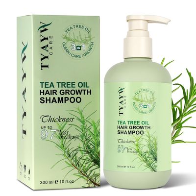 Tea Tree Oil Shampoo, Clarifying Shampoo for Women and Men, Rosemary Biotin Hair Growth for Thinning Hair Hair Loss - Removes Buildup, Refreshes Scalp, Strengthens Hair, For All Hair Types