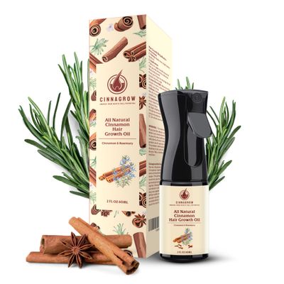 Cinnagrow Hair Growth Oil - Natural Formula with Cinnamon Rosemary for Thicker, Fuller Hair, 60 ml (2 fl oz) - Nourishing, Lightweight, Non-Greasy, Daily Use with Pump Dispenser