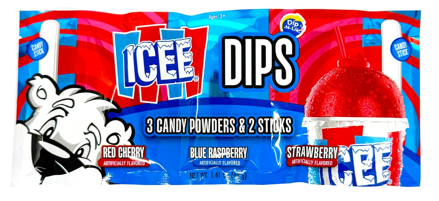 Koko&#39;s Confectionery Novelty Icee Dips Candy Powder and Candy Dipping Sticks - Icee Dipping Candy Pack of 8