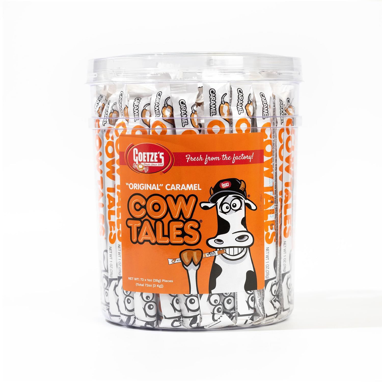 Goetze&#39;s Candy Vanilla Cow Tales - 4.5 Pound Canister (72 Ounces) - Fresh from the Factory