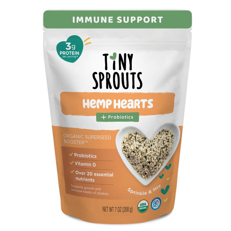 Superseed Organic Hemp Hearts with Vitamin D PROBIOTICS, Omega-3s Prebiotic Fiber Protein, Seeds for 6M Babies Toddlers Kids for Immune Digestive Support (7oz 1 Pack)
