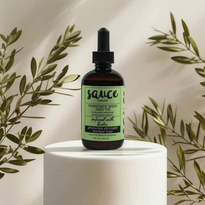 SAUCE BEAUTY Hair Oil, Rosemary Mint with Biotin (3 Fl Oz) Helps Promote Hair Growth Rejuvenation, Scalp Oil for Thicker, Stronger Hair, No Parabens