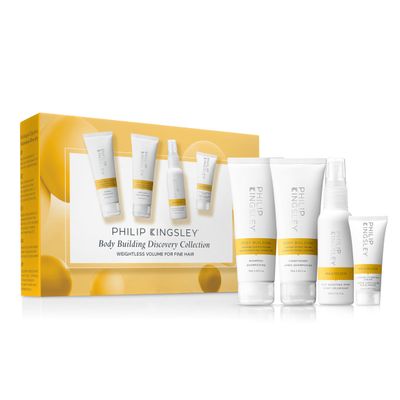 Philip Kingsley Body Building Volumizing Collection Includes Shampoo, Conditioner, Root Boosting Volumizer Spray and Hair Plumping Volume Cream Lifts Fine, Limp, Flat, Flyaway Hair Set Of 4