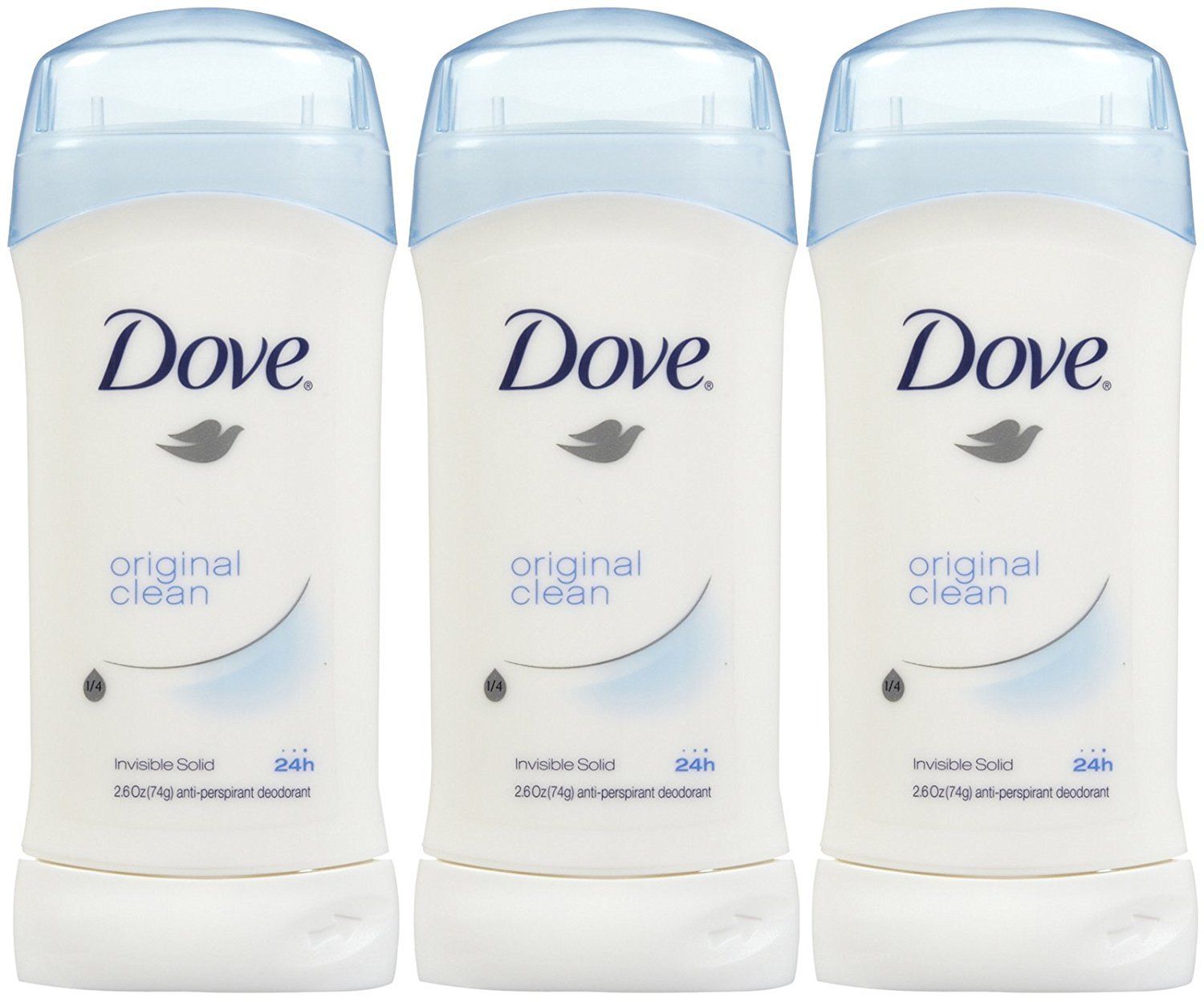Dove Invisible Solid Deodorant, Original Clean - 2.6 oz - 3 pk