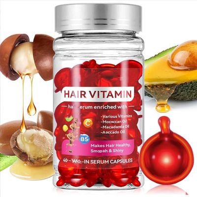 Exprime Hair Vitamin Serum Capsules with Moroccan, Macadamia Avocado Oil - Vitamin A, C, B5 for Healthy, Smooth Shiny Hair - 40 Leave-in Hair Care Capsules for Men and Women