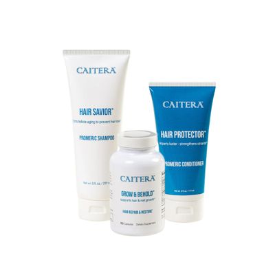 Caitera Ultimate Healthy Hair Trio for Lustrous Fuller Hair Features Saw Palmetto Turmeric Biotin Zinc Procapil to Help Improve Thinning Hair Promote Growth Womens and Mens Haircare