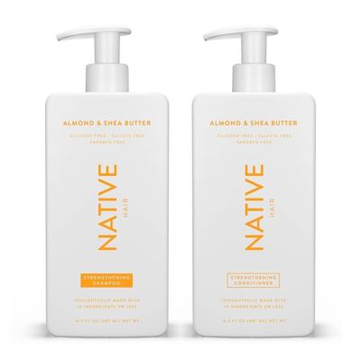 Native Shampoo and Conditioner Contain Naturally Derived Ingredients All Hair Type Color Treated, Fine to Dry Damaged, Sulfate Dye Free - Almond Shea Butter, 16.5 fl oz each (2 pack)