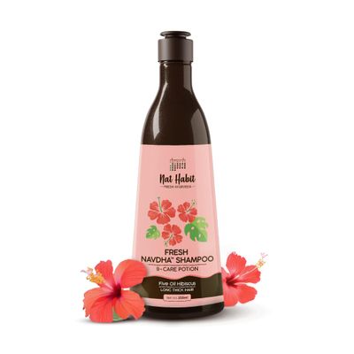 Nat Habit Sulfate-Free Natural Five Oils Hibiscus Hair Growth Shampoo, Navdha Shampoo for Women and Men, 250ml