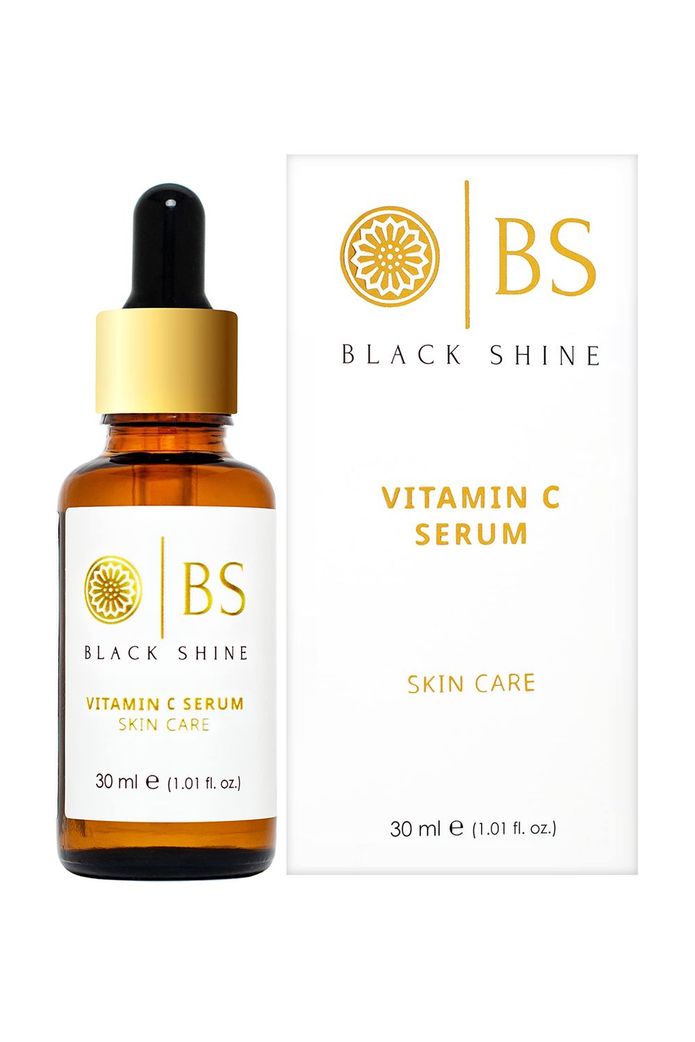 Black Shine Vitamin C Serum with Hyaluronic Acid, Brightening Serum For Face with20 Vitamin C