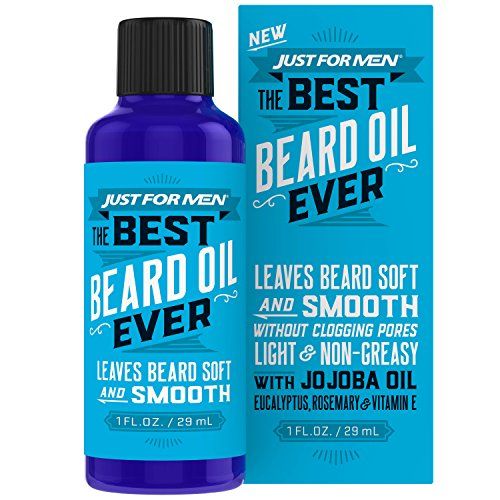 Just For Men The Best Beard Oil Ever, Supports Growth, Made with Vitamin E, Eucalyptus, Rosemary, and Jojoba Oil, Smoothes and Softens without clogging pores, Light Nongreasy, 1 Fl Oz