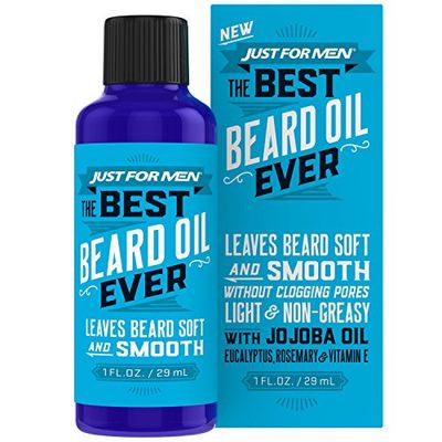 Just For Men The Best Beard Oil Ever, Supports Growth, Made with Vitamin E, Eucalyptus, Rosemary, and Jojoba Oil, Smoothes and Softens without clogging pores, Light Nongreasy, 1 Fl Oz