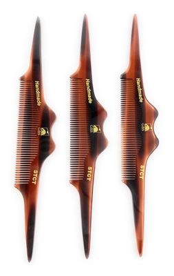 G.B.S Stylish STCT Handmade Hair Comb- Cellulose Acetate Unbreakable Combs, Mustache Comb for Mens, Teasing Hair Comb, Unique Design, Tortoise Shell Anti-Static, Fine Tooth Pack of 3