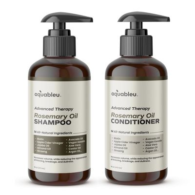 Rosemary Oil Shampoo Conditioner Set with Advance Therapy Anti-Thinning - Infused with 14 All-Natural Ingredients for Volume, Strength, Thickness, and Dullness Reduction (16oz)