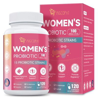 Probiotics for Women, 100 Billion CFU Womens Probiotic with Prebiotics, Digestive Enzymes, D-Mannose Cranberry Extract for Immune Support, Vaginal Urinary Health, Digestive Balance - 120 Capsules