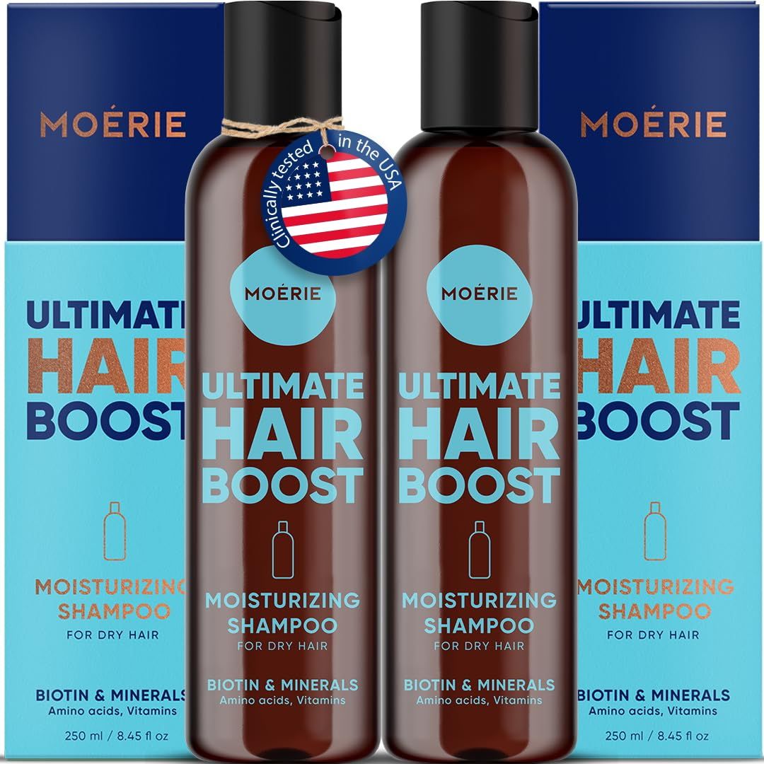 Moerie Ultimate Hair Growth Shampoo - For Longer, Thicker, Fuller Hair - Vegan Friendly Volumizing Hair Products - Paraben Silicone Free - All Hair Types - Reverse Hair Loss - Moisturizing, 2 pack