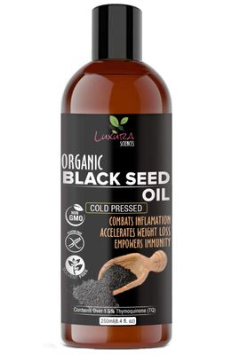 Luxura Sciences Black Seed Oil for Skin Hair Reduces Wrinkles, Scars Dandruff Gives Longer, Thicker Hair Nails Hydrating, Raw Cold Pressed 8.45 Fl Oz250ml