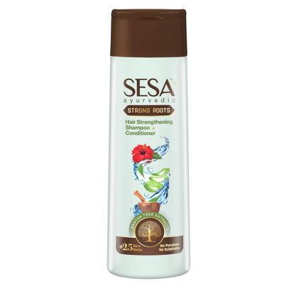 SESA Ayurvedic Strong Roots Hair Shampoo And Conditioner 200Ml Strengthening Roots Nourishes Scalp Paraben Sulphate Free For Men Women, 6.76 oz