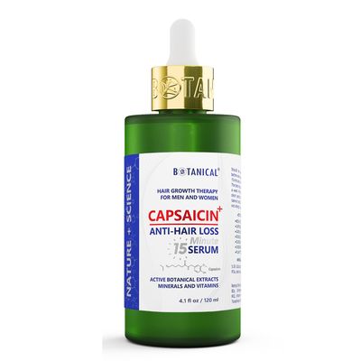 Botanical Hair Growth Therapy Capsaicin Anti Hair Loss Pre-Shampoo Treatment With Caffeine Biotin for Hair Thinning Prevention Natural Oil-Free Hair Regrowth Tonic For Men Women 4.1 Fl Oz