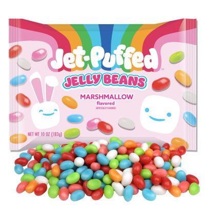 Jet-Puffed Jelly Beans, Marshmallow Flavored Chewy Candies, Easter Egg Filler Treats, 10 Ounces
