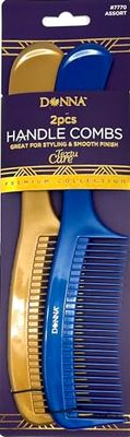 DONNA PREMIUM PEARL COMBO Handle 2pcs COMBS Great for All Hair Type, Hair Styling Comb for Women, Men and Salon Khaki, Blue