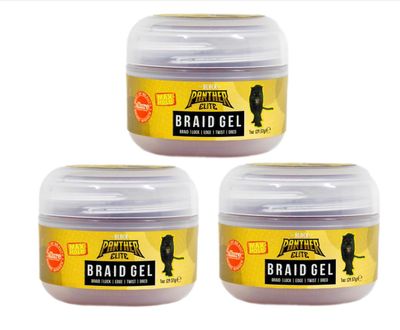Black Panther Elite Edge Braid Control Pomade For Braids, Locs N Twists, Edges. Styling Hair Gel, Strong Hold, All Hair Types, 1 Oz (3 Piece Pack)