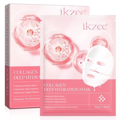 QJCWXIAOX Collagen Face Mask, Collagen Deep Hydration Mask, Rich In Hyaluronic Acid, Collagen, Vitamin E, Rose Extract, Moisturize, Firm Enhance Skin Vitality Face Mask, 4PCS