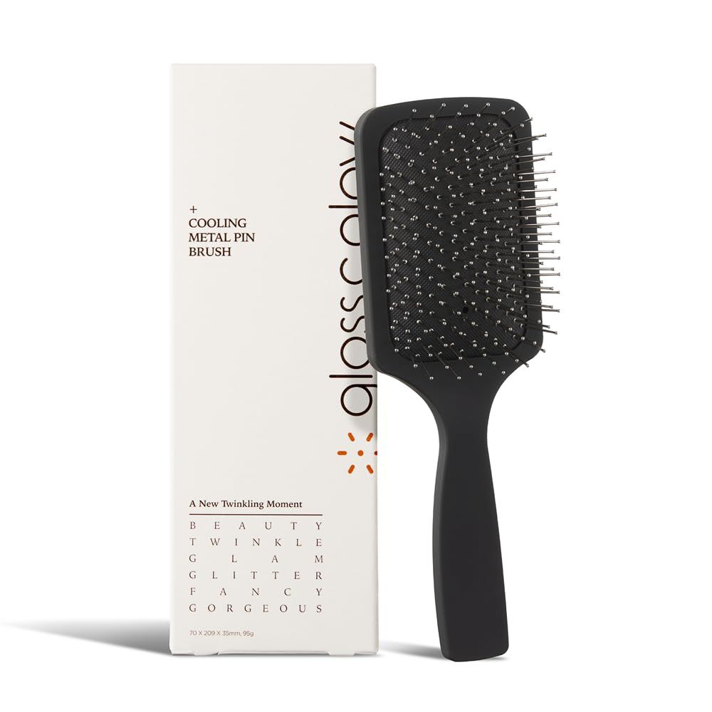 Premium Metal Bristle Hair Brush with Cushion - Scalp Massager and Detangler for All Hair Types - Ergonomic Handle, Gentle Round Tips - Ideal for Wet and Dry Hair Care