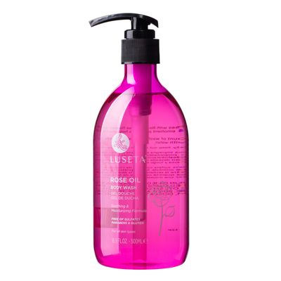 Luseta Rose Oil Body Wash for Dry Skin Women 16.9oz, Smell Good Hydrating Shower Gel for Nourishing Essential Body Care, Sulfate Paraben Free Itch, Ringworm, Shower Gel