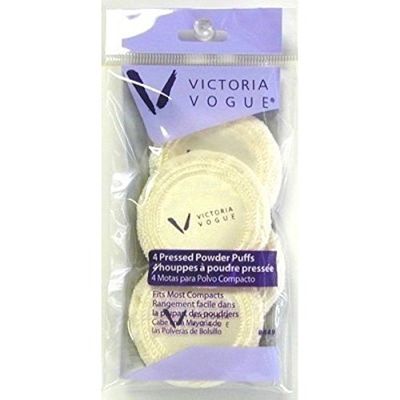 Victoria Vogue, Round Puff Pressed Powder Puff, 4 Count (1-Pack)