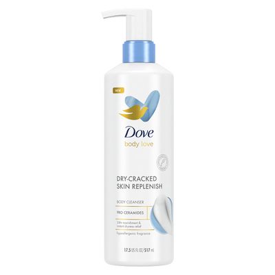 Dove Body Love Body Cleanser Dry-Cracked Skin Replenish Hypoallergenic Body Wash for 24 Hour Nourishment Instant Dryness Relief with Pro Ceramides Body Cleanser 17.5 FO