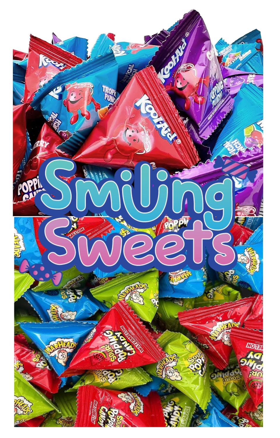 War Head and Cool Aid Popping Candy Variety Pack - Pack of 80 Pouches - 40 Cool Aid Popping Candy Pouches and 40 War Head Popping Candy Pouches - Smiling Sweets