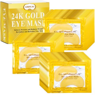 IJRPLM 50 Pairs Under Eye Patches,24k Gold Gold Eye Mask,Eye Mask with Collagen,Eye Gel Pads for Puffy Eyes and Dark Circles,Reduces Wrinkles RevitalisesYour Skin, Skincare Treatment for Women Men