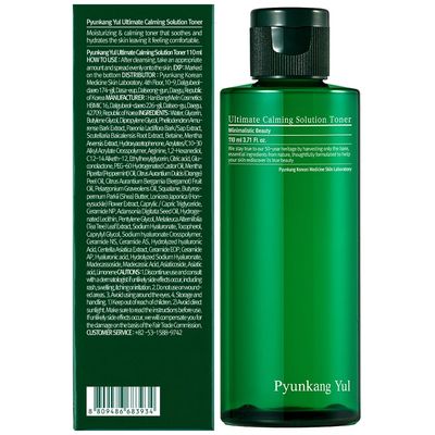 PKY Pyunkang Yul Ultimate Calming Solution Toner with Honeysuckle Flower, Ceramides, Hyaluronic Acid, Centella Asiatica, for Moisturized, Nourishing, Sensitive, Tired Facial Skin 3.71fl.oz.
