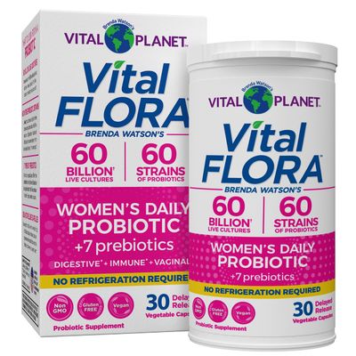 Vital Planet - Vital Flora Womens Daily Probiotic 60 Billion CFU, Diverse Strains, Organic Prebiotics, Vaginal and Immune Support, Shelf Stable Digestive Health Probiotics for Women 30 Capsules