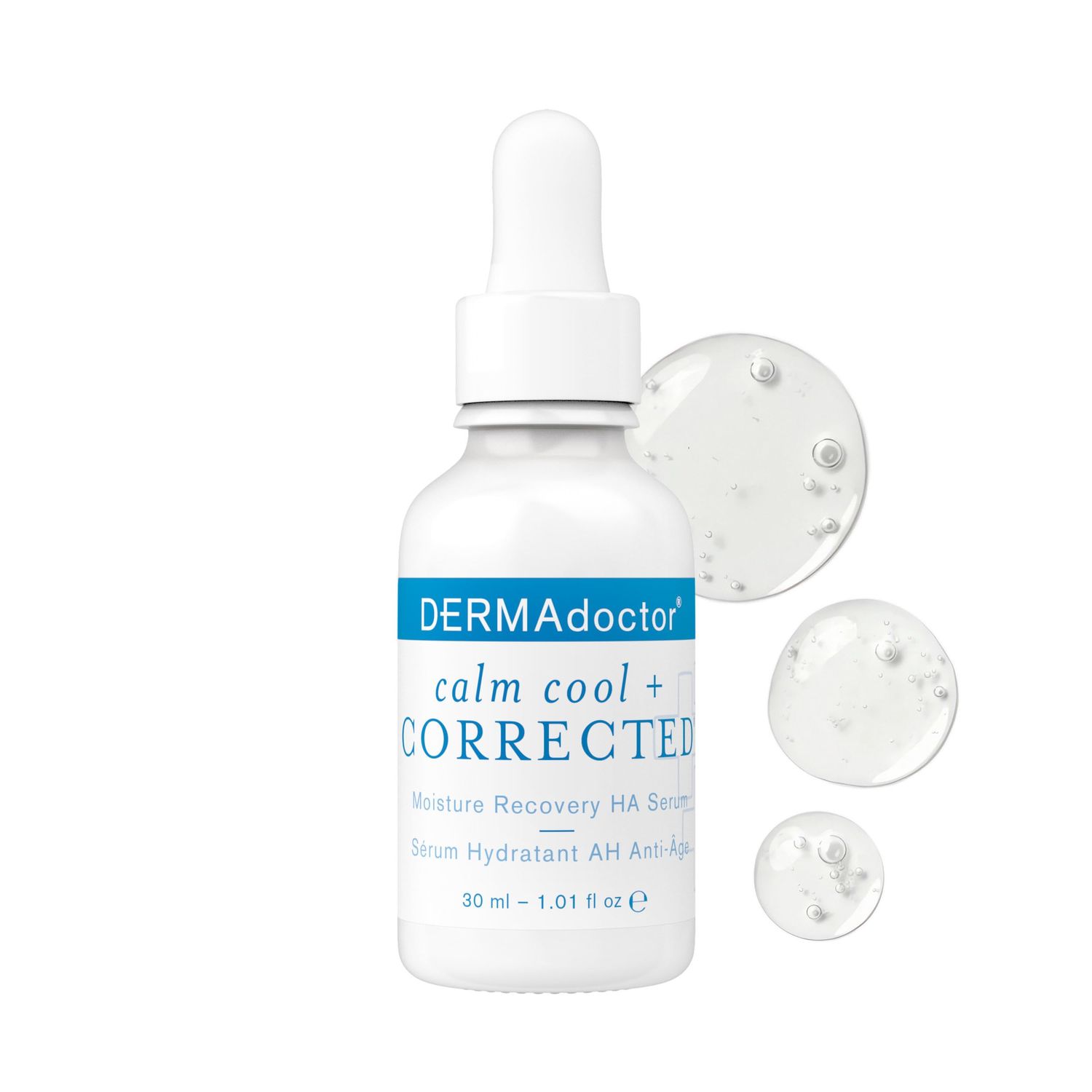 DERMAdoctor Calm Cool Corrected Dermatologist Formulated Moisture Recovery Hyaluronic Acid Serum with Vitamin C Niacinamide; Hydrating Brightening Anti Aging Serum for Sensitive Skin - 1 fl oz