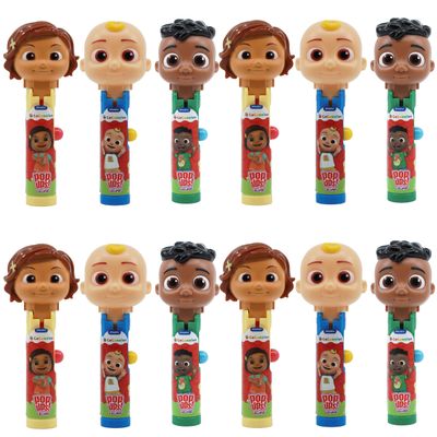 Pop Ups! Cocomelon Lollipop Holders - Nina, JJ, and Cody - 12 Chupa Chups Lollipops with Cases - Individually Wrapped Candy Party Favors - Cocomelon Candy - Bulk Set of 12