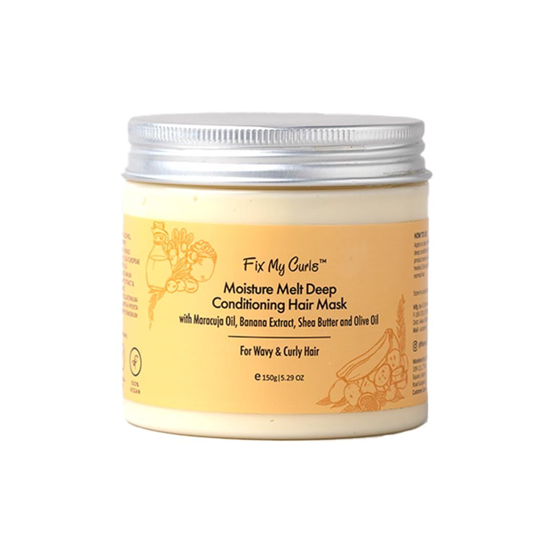 FIX MY CURLS Moisture Melt Deep Conditioning Hair Mask for Dry, Damaged, and Chemically Treated Hair 8 Magical Oils, Shea Butter, Vitamins Pro-Keratin Bond Repair Weekly Revitalization, (5.29 oz)