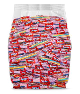 Twizzlers Pull n Peel Strawberry Candy Bulk Pack - 55 Individually Wrapped Twizzlers - Strawberry Cream Pastel Colored Bulk Candy for Gifting and Sharing - 1.5 Pounds