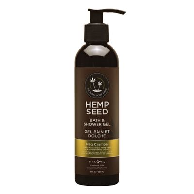 Earthly Body Hemp Seed Bath Shower Gel, Nag Champa Scent - 8 fl. oz. - Nourishes Dry and Sensitive Skin - Non-Greasy, Nutrient-Rich - Vegan, Cruelty Free