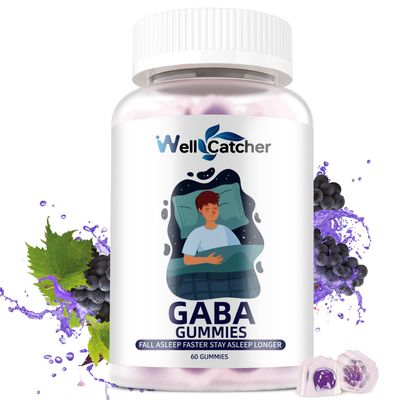 GABA Supplement Gummies 500mg: Chewable GABA L-theanine Supplement Gummies for Adults Kids Non Melatonin Sleep Aid Calm Mind with 5-HTP for Stress Relief Zzz Better Sugar Free Grape Flavor 60CT