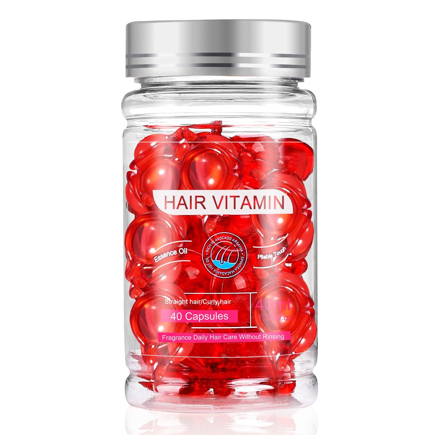 Blansen No-Rinse Hair treatment serumAdvanced Macadamia Avocado Hair Capsules vitamin-Rich, Anti-Frizz, Split Ends Repair, Growth Boost, Shine Strength for Damaged Hair 40ct