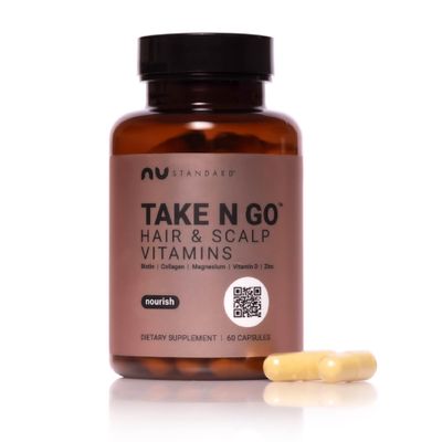 NU Standard TAKE N GO Hair Vitamins for Faster Hair Growth and Loss for Women Collagen and Biotin Supplement Scalp Care Treatment Combat Hair Thinning DHT Blockers, BioPerine 30-Day Supply