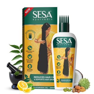 sesa Ayurvedic 5000 Year Old Kshir Pak Vidhi, Bhringraj 17 Rare Herbs with 5 Nourishing Oils For All Hair Types NO Mineral Oil 200 ml (Pack of 1) 200ml