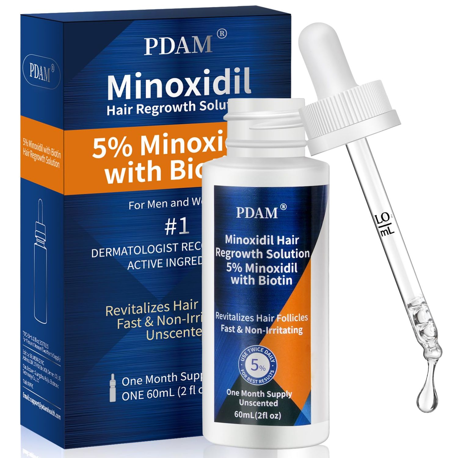 Minoxidil for Men and Women Hair Growth- Minoxidil Hair Growth Serum for men to Regrow Fuller, Thicker Hair Beard - 5 Minoxidil for Women Hair Growth- Improves Appearance of Thinning Hair 2 FL OZ