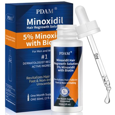 Minoxidil for Men and Women Hair Growth- Minoxidil Hair Growth Serum for men to Regrow Fuller, Thicker Hair Beard - 5 Minoxidil for Women Hair Growth- Improves Appearance of Thinning Hair 2 FL OZ