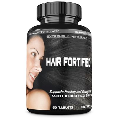 HAIR FORTIFIED Hair Growth Product - Hair Vitamins - Biotin 10000 Mcg Keratin - Silica Horsetail Hair Supplement. Fuller. Thicker Healthy Hair. Not a Hair Serum 60 Tablets